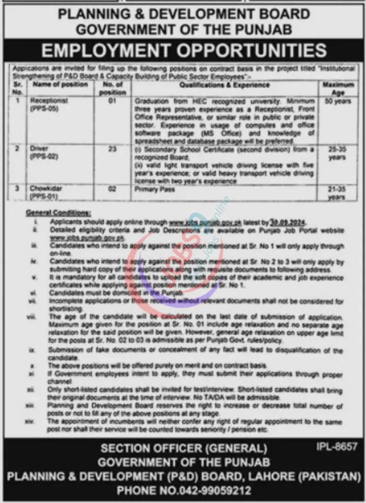 Latest Planning and Development Board Jobs 2024
