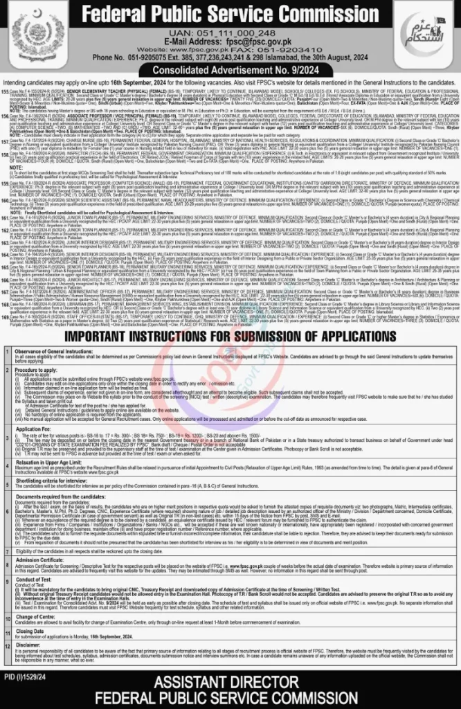 Federal Public Service Commission FPSC Jobs In Islamabad