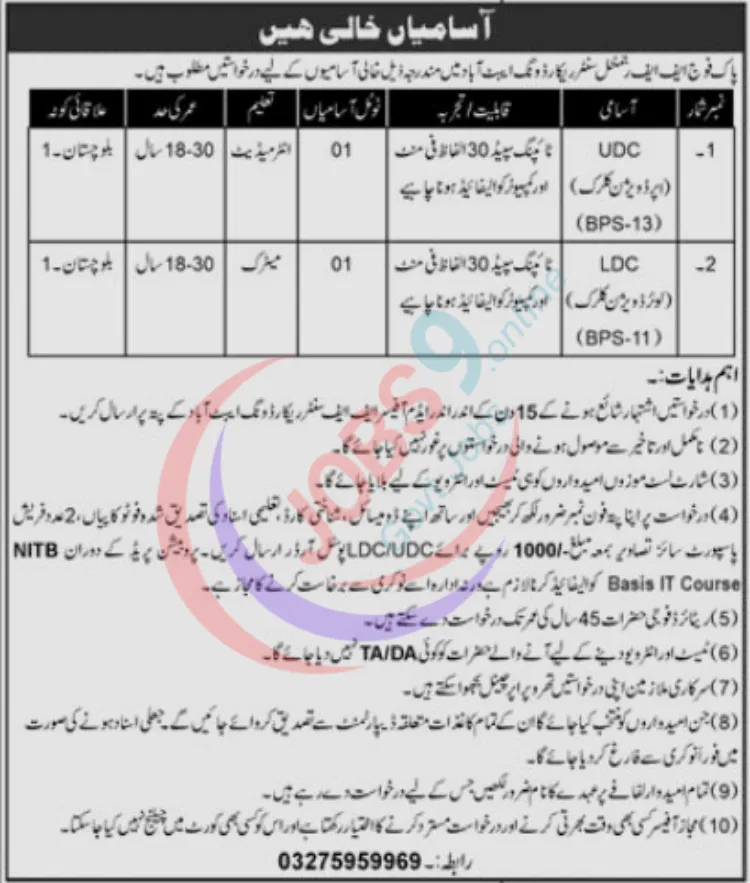 Pakistan Army FF Regimental Center Jobs 2024 In Abbottabad